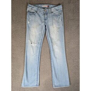Aeropostale Jeans Women's 7/8 30" Waist Blue Denim Chelsea Bootcut Low Rise Y2K